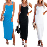 2024 Europe and America Cross Border  Wish Spring and Summer New Popular Sleeveless Split Long Dress Sexy Women Clothing Dress