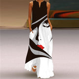 Women's Clothing  New European and American Spring and Summer Fashion Printed Sexy Pocket Maxi Dress