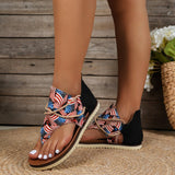 LUTAOTIE Cross-Border Foreign Trade plus Size Women's Sandals  Spring and Summer New Flip-Flops Printed Flat Beach Sandals Roman Shoes