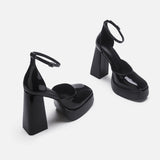 LUTAOTIE Mary Jane High Heels Women Chunky Heel Barbie Waterproof Platform Super High Heels Waterproof Platform Shoes Women Hollowed Sandals Women