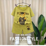 LUTAOTIE New Children's Clothing Summer Children's Casual Suit Loose Clothes Boys' Short-Sleeved Shorts Waffle Baby Wholesale