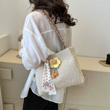 LUTAOTIE  Woven Straw Woven Bag Women's Large Capacity  New Summer Flower Shoulder Bag Casual Trendy Western Style Tote Bag