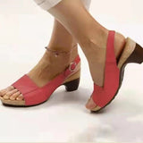 LUTAOTIE Trendy Slouchy Women's Spring Buckle Chunky Heels