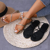 LUTAOTIE Cross-Border Foreign Trade plus Size Women's Sandals Summer New European and American Flat Women's Beach Shoes Size 43 Independent Station Sandals