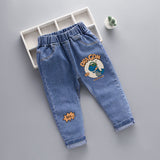 LUTAOTIE Spring and Autumn New Men's Children Denim Trousers Kart Pattern Printing Children's Denim Trousers Denim Trousers Crawler