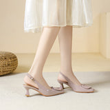 LUTAOTIE High Toe Box Slingback Fairy Summer Heels