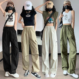 LUTAOTIE  Ice Silk Quick-Drying Overalls Women's Spring and Summer New High Waist Drawstring Ankle-Tied Climbing Pants Casual NEWn Harem Sports Pants