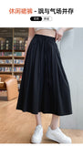 LUTAOTIE  Ice Silk Cropped Culottes Wide-Leg Pants Women's Summer Thin Loose Slimming plus Size Pantskirt Straight Casual Yamamoto Culottes