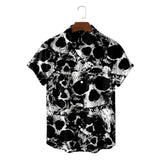 LUTAOTIE Cross-Entry E-Commerce Foreign Trade Hot Sale in  Popular Skull Pattern Printing Hawaii Beach Vacation Short Men's Shirt