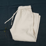 LUTAOTIE  Sx24599 Stone Washed Pure Linen Refreshing and Neat Cropped Skinny Pants Female Spring and Summer 24599