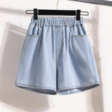 Hot Trade Wholesale 2024 Summer New A- line Thin Lyocell Denim Shorts Women's All-Match Loose High Waist Wide Leg Pants