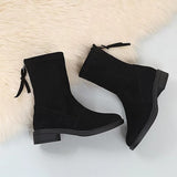 Foreign Trade plus Size 35-43 Martin Boots for Women  Winter New All-Matching Low Heel S Zip Middle Tube Boots Stretch Boots