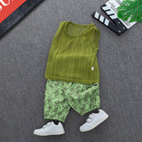 LUTAOTIE Boys Summer Vest Shorts Set  New Baby Cool Handsome Sleeveless Sports Thin Section Summer Clothes Children's Wear Wholesale