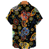 LUTAOTIE Cross-Entry E-Commerce Foreign Trade Hot Sale in  Popular Skull Pattern Printing Hawaii Beach Vacation Short Men's Shirt