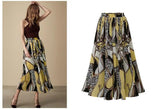 LUTAOTIE European and American Style Foreign Trade Women's Clothing   Hot Pleated Skirt plus Size Printed Skirt Big Hem A- line Skirt