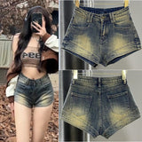 LUTAOTIE  Distressed Retro Jeans Women's Summer NEWn Hot Girl Wide Leg Slimming Shorts Thin High Waist Straight A- line Pants