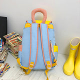 New Japanese Ins Large Capacity High School Student Bag Female Cute Sweet Contrast Color Primary and Secondary School Students Lightweight Backpack