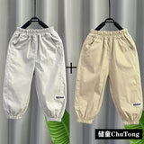 LUTAOTIE Boys' Thin Casual Pants  Summer New Pure Cotton Children's Anti-Mosquito Pants Children Quick-Dry Pants Fashionable Trousers