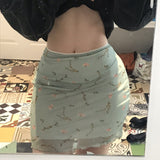 LUTAOTIE Summer  European and American Foreign Trade Fresh Floral Skirt Hot Girl High Waist Slimming Mesh Hip Skirt