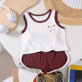 LUTAOTIE Children's Modal Vest Suit Summer Thin Sleeveless for Boy Shorts Two-Piece Girls' Baby Tank Tops Pajamas