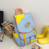 New Japanese Ins Large Capacity High School Student Bag Female Cute Sweet Contrast Color Primary and Secondary School Students Lightweight Backpack