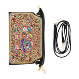 LUTAOTIE  Xinjiang Travel Crossbody Bag Ethnic Style Turquoise Bead Mobile Phone Bag Adjustable Leather Shoulder Bag Vintage Clutch