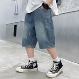 LUTAOTIE Boy's Denim Shorts Fifth Pants Casual Children Summer Wear Handsome Fried Street  New Sports Summer Trendy