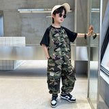 LUTAOTIE Boy Summer Clothing Western Style Camouflage Trousers Suit  New Boy Summer Short Sleeve Shorts Handsome Fashionable Military Training