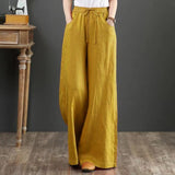 LUTAOTIE  16 Colors  Spring and Summer Korean Style Artistic Cotton Linen Women's Pants Loose plus Size Wide Leg Pants High-Waist Mopping Pants Straight