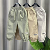 LUTAOTIE Boys' Thin Casual Pants  Summer New Pure Cotton Children's Anti-Mosquito Pants Children Quick-Dry Pants Fashionable Trousers