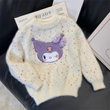 Girls pullover sweater 2024 new foreign style children's thickened Kulomi wool top pullover knitted sweater Internet celebrities