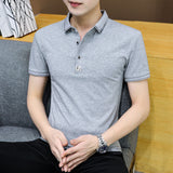 LUTAOTIE Summer New Men's Short-Sleeved All Cotton T-shirt Top Casual Business High-End Elegant Young and Middle-Aged Polo Shirt Men