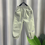 LUTAOTIE Boys' Thin Casual Pants  Summer New Pure Cotton Children's Anti-Mosquito Pants Children Quick-Dry Pants Fashionable Trousers