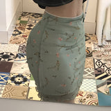 LUTAOTIE Summer  European and American Foreign Trade Fresh Floral Skirt Hot Girl High Waist Slimming Mesh Hip Skirt