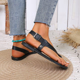 LUTAOTIE Spring and Summer New Sandals European and American Style Cross-Border Women's Flip-Toe Buckle Flat Foreign Trade plus Size Women's Sandals