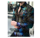 LUTAOTIE Foreign Trade European and American New  Spring and Autumn Men's plus Size Top Shirt Long Sleeve Printed Shirt Men's Cardigan