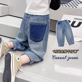 LUTAOTIE Spring and Autumn New Men's Children Denim Trousers Kart Pattern Printing Children's Denim Trousers Denim Trousers Crawler