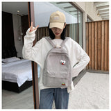 Corduroy Backpack Bag Women's Fashion All-Matching Korean Style Cute Refreshing Campus Backpack Ins Style Class Schoolbag