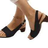 LUTAOTIE Trendy Slouchy Women's Spring Buckle Chunky Heels