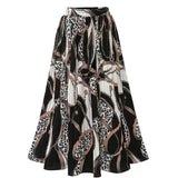 LUTAOTIE European and American Style Foreign Trade Women's Clothing   Hot Pleated Skirt plus Size Printed Skirt Big Hem A- line Skirt