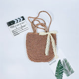 LUTAOTIE  Factory Direct Supply Thickened Lining Bow Straw Bag Woven Portable Beach Bag Japanese and Korean Style Fresh Straw Bag