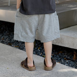 LUTAOTIE Children's Summer Pants Boys' Shorts Summer Gray Knitted Pants Five-Point Cool Pants Summer Thin Track Pants