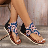 LUTAOTIE Cross-Border Foreign Trade plus Size Women's Sandals  Spring and Summer New Flip-Flops Printed Flat Beach Sandals Roman Shoes