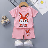 LUTAOTIE Summer Suit Children's Short-Sleeved Shorts Baby Girl Homewear Clothes Baby T-shirt Boys' Pajamas 0-1-2-3 Years Old