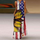 Women's Clothing  New European and American Spring and Summer Fashion Printed Sexy Pocket Maxi Dress