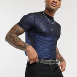 LUTAOTIE See-through Thin Breathable Fashion Nightclub Party Base Shirt European and American Style Men's Clothing Mesh Sexy Men's T-shirt