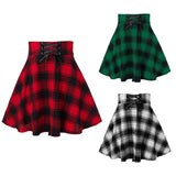 LUTAOTIE European and American Foreign Trade  New Fashion Plaid Lace-up Skirt