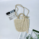 LUTAOTIE  Factory Direct Supply Thickened Lining Bow Straw Bag Woven Portable Beach Bag Japanese and Korean Style Fresh Straw Bag