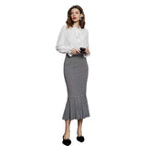 LUTAOTIE New Houndstooth Slim Knit Skirt Mid-Length European and American High Waist Slimming Temperament Fishtail Sheath A- line Skirt