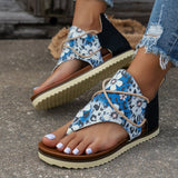 LUTAOTIE Cross-Border Foreign Trade plus Size Women's Sandals  Spring and Summer New Flip-Flops Printed Flat Beach Sandals Roman Shoes